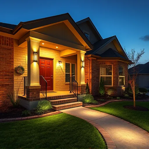 Beautiful modern residential exterior lighting in Argyle Texas highlighting architecture, landscaping, and twilight ambiance
