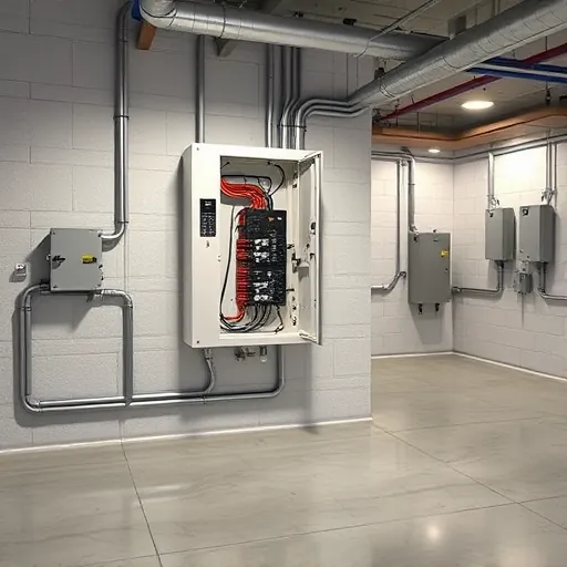 Completely installed modern electrical panel in a clean utility room with organized wiring and industrial lighting in Fort Worth TX
