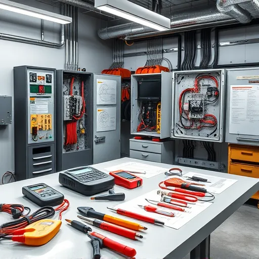 Organized electrical troubleshooting workspace in Fort Worth with tools, wiring, diagrams, and safety gear reality