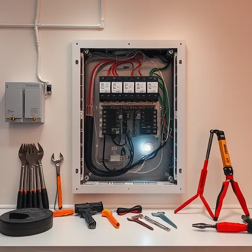 Completed electrical installation in Lake Worth TX featuring a neat panel, organized tools, and a polished workspace.