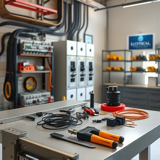 Completed electrical installation in Highland Village TX featuring arranged wiring, modern panels, and organized workspace.