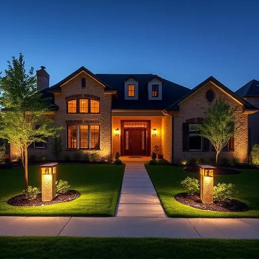 Outdoor home lighting in Trophy Club Texas with LED fixtures illuminating landscaping and architectural details at dusk