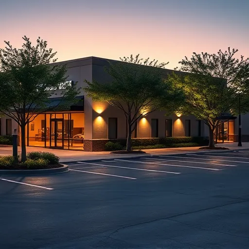 Lighting installation in Saginaw TX showcasing modern LED fixtures illuminating a professional outdoor commercial space.