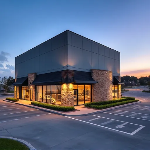 Finished modern LED lighting installation on a commercial building in Kennedale TX highlighting architecture and ambiance.