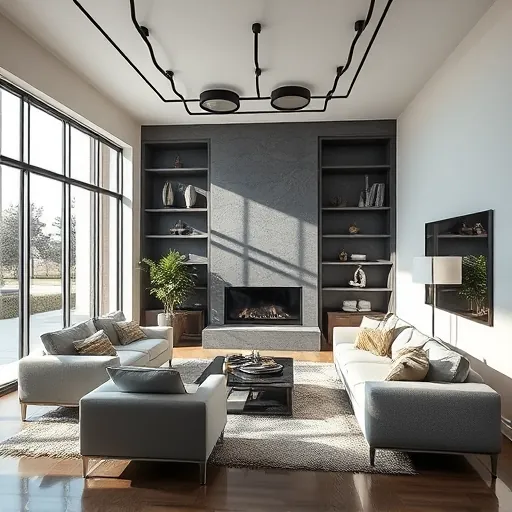Perfect electrical installation in a modern Colleyville living room with elegant decor, showcasing expert wiring systems and lighting.