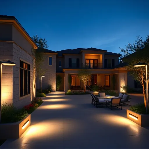 Modern outdoor lighting installation in Kennedale TX highlights architecture and landscaping with LED fixtures.