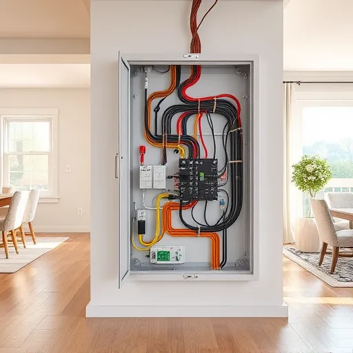 Well-organized residential electrical wiring in a modern Fort Worth home with labeled circuit breakers and neat conduit installation