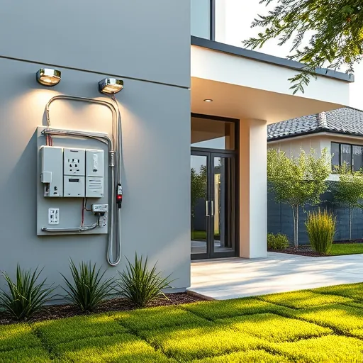 Modern electrical installation in Lake Worth TX features sleek lighting, polished panels, and lush landscaping.