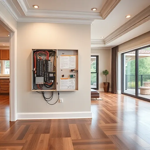 Modern residential electrical installation in Westlake TX featuring a sleek panel, organized wiring, and elegant decor.