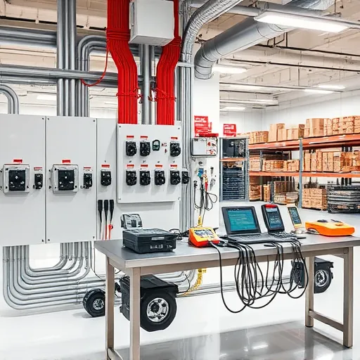 Completed electrical installation in Coppell TX features organized panels, polished conduit, and tidy workbench with tools.