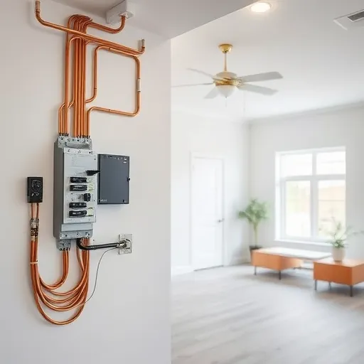 Completed electrical installation in North Richland Hills TX with organized wiring, modern fixtures, and sleek panel.