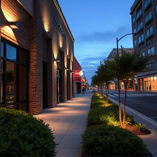 Completed lighting installation in Fort Worth TX showcasing modern building exterior with energy-efficient LED lighting.