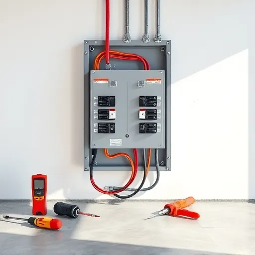 Well-organized electrical subpanel in a clean utility room with labeled circuit breakers and tools in Fort Worth Texas
