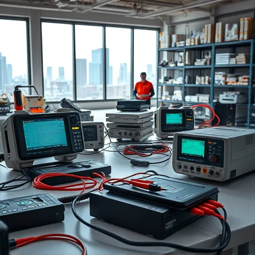 Professional electrical troubleshooting workspace in Fort Worth TX with diagnostic tools, testing equipment, and organized workbenches