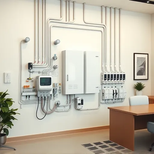 Completed electrical installation in Justin TX featuring organized panels and wiring in a professional office setting.
