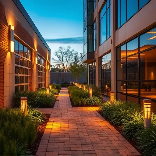 Meticulously designed outdoor lighting system in Fort Worth TX highlighting sleek fixtures illuminating landscaped space.