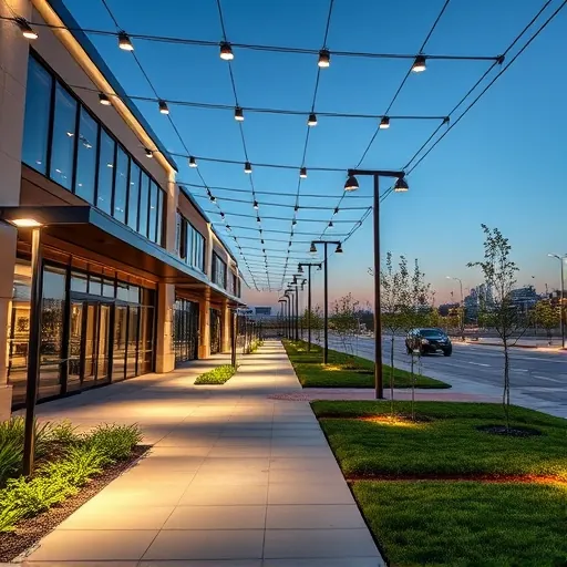 Completed modern LED outdoor lighting in Flower Mound Texas illuminating lush landscape and contemporary architecture.