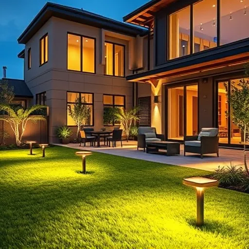 Recently completed lighting installation in The Colony TX, features modern LED fixtures illuminating a sophisticated outdoor space.