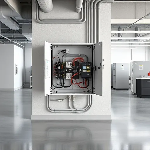 Newly installed electrical panel with organized wiring in a modern Fort Worth industrial setting