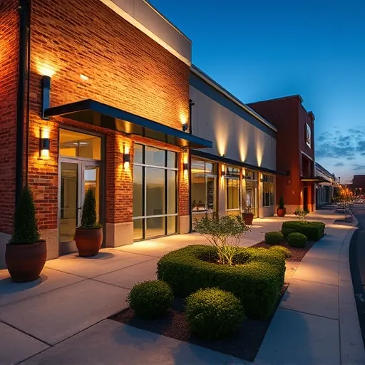 Completed LED lighting installation on a modern building in Haltom City TX showcases architectural details and professionalism.