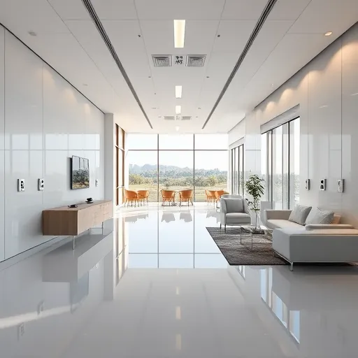 Completed electrical project in Hurst TX showcasing modern office space with sleek lighting and integrated outlets.