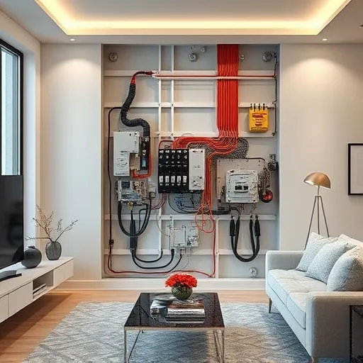 Completed electrical installation in Richland Hills TX showcasing organized components in a modern living room setting.
