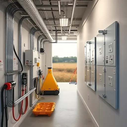 Completed electrical installation in Justin TX with organized tools, metallic conduits, and advanced panels in a professional workspace.