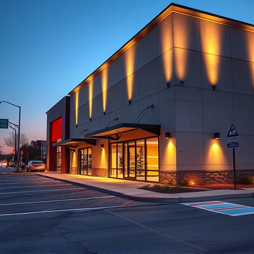 Professionally installed LED lighting enhances the sleek architecture of a modern commercial building in Fort Worth TX.