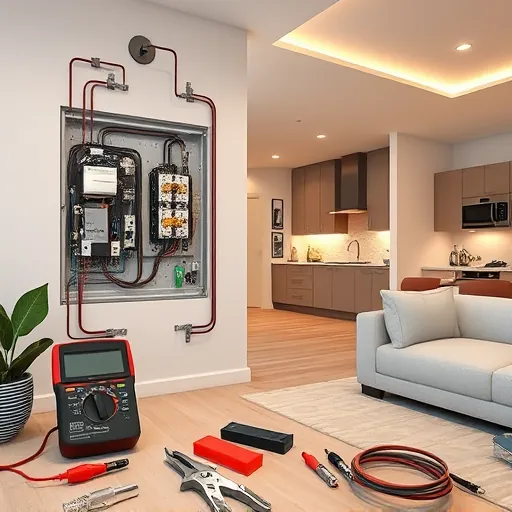 Modern electrical installation in Haslet, TX, featuring organized wiring, stylish LED lights, and sleek decor.