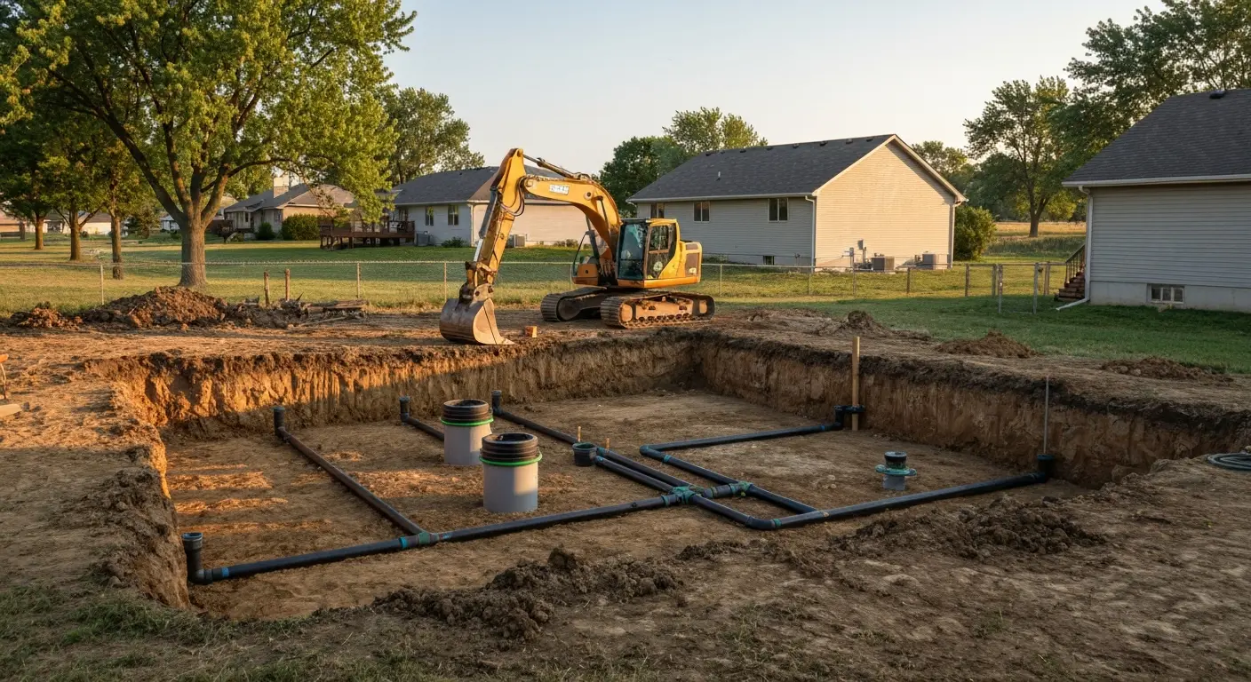 Septic system installation work
