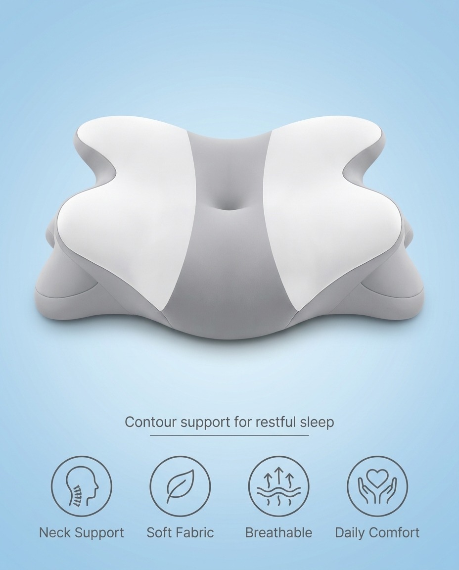 The butterfly-contoured pillow shown from the side