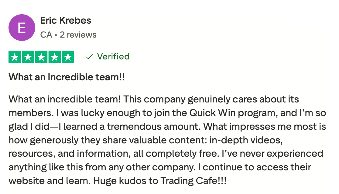 Trustpilot review from a student