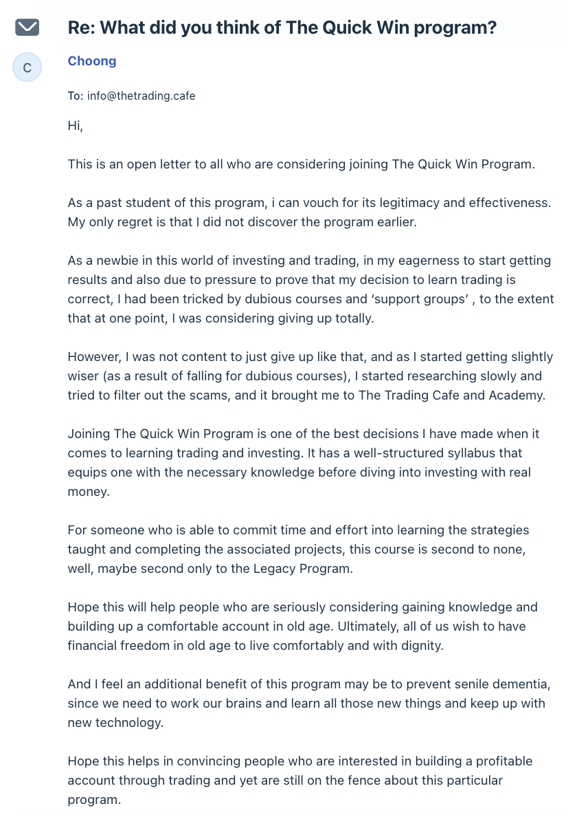 Email from Choong