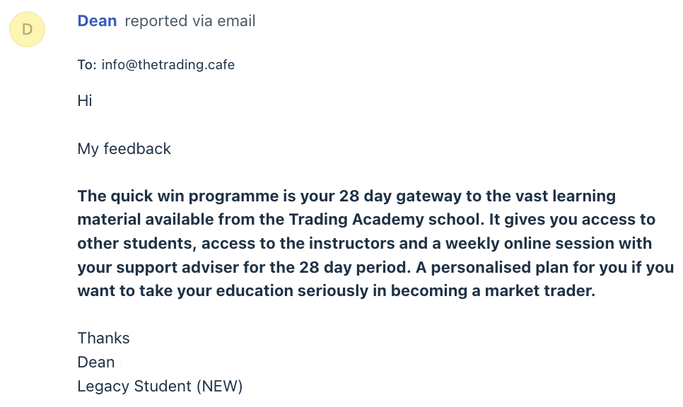 Email from Dean