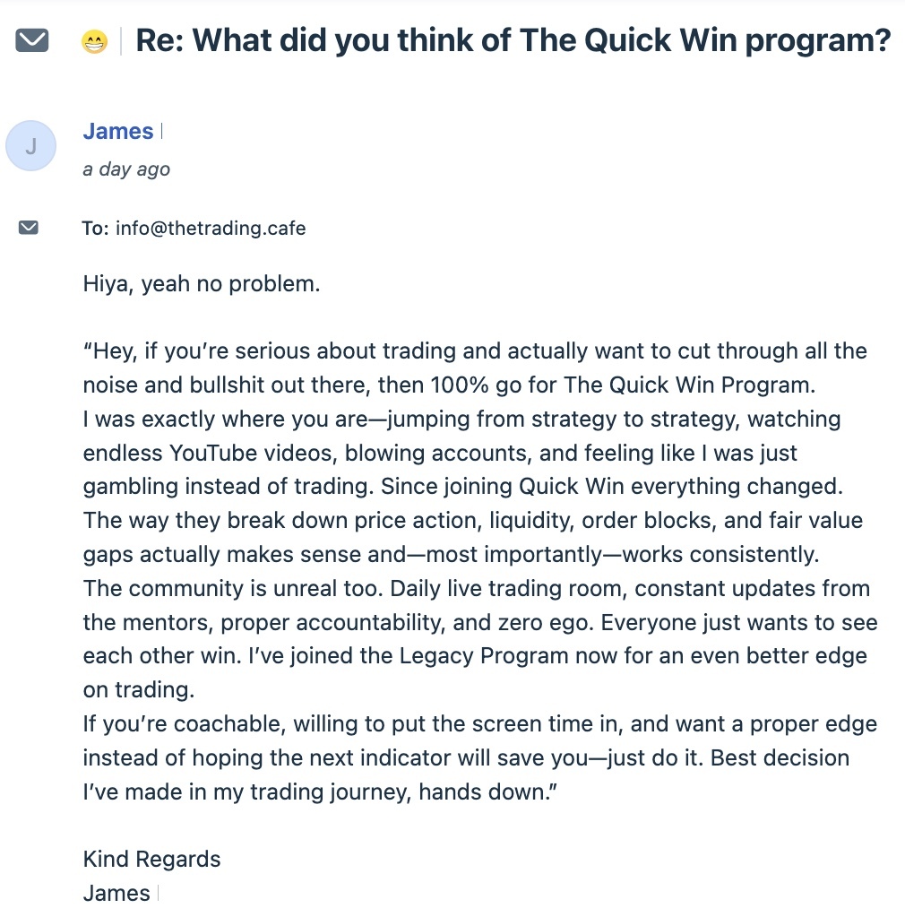 Email from James