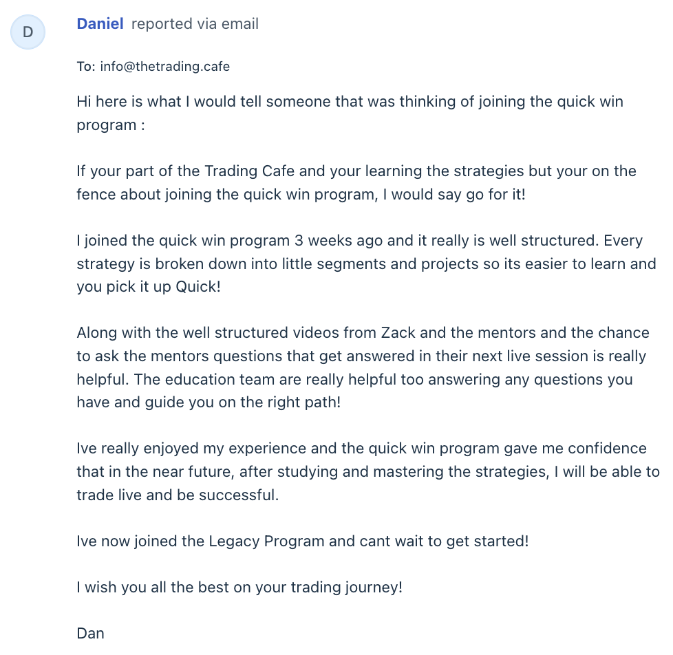 Email from Daniel