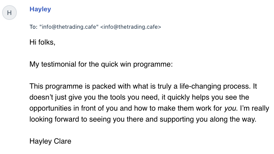 Email from Hayley Clare