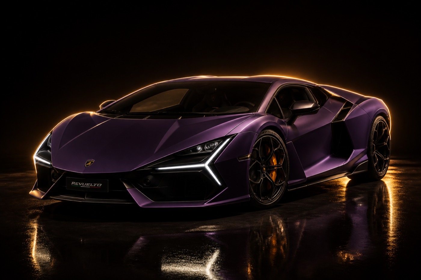 Revuelto in a black studio with gold rim light