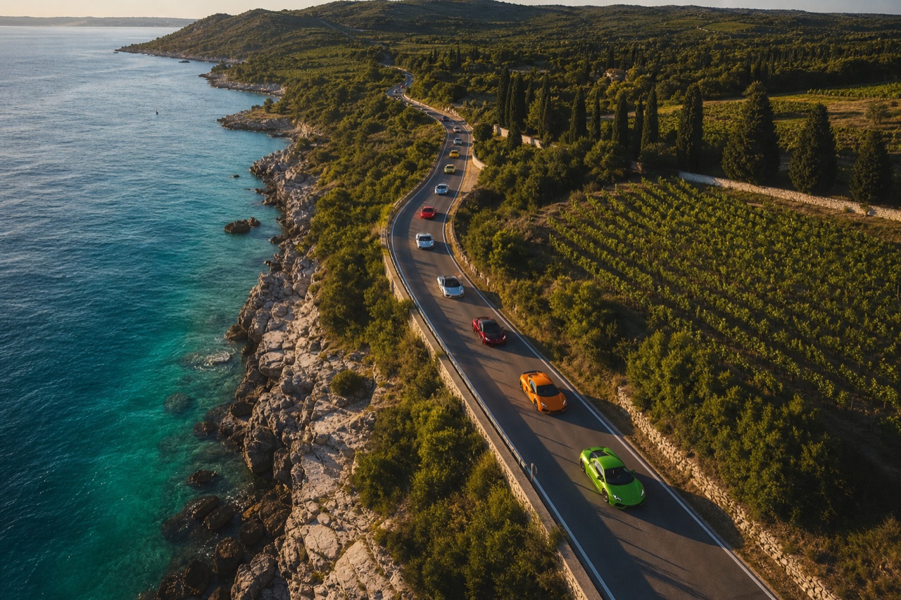 The convoy on the Istrian coast