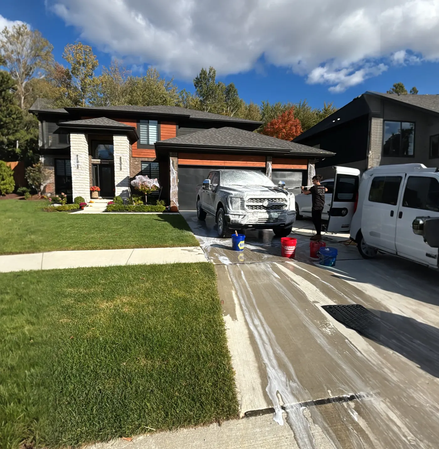 Work vans detailed on location