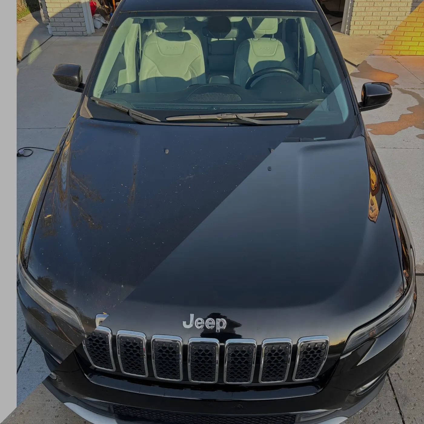 Jeep Cherokee hood after decontamination and polish