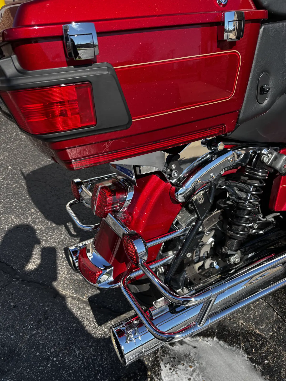 Chrome and paint cleaned down on a bagger