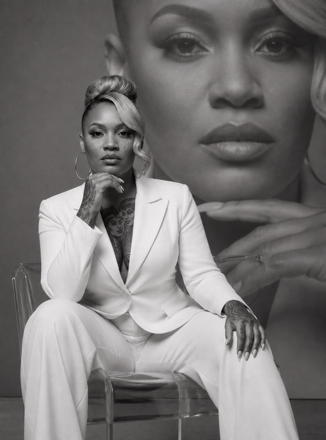 Jameika Snyder-Bradford in a white suit