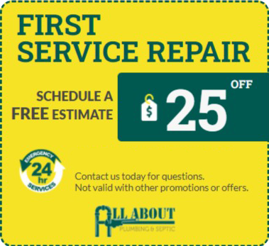First Service Repair Discount All About Plumbing 25 off