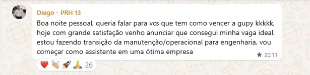Depoimento de aluno