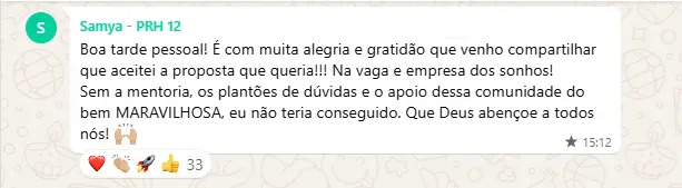 Depoimento de aluno