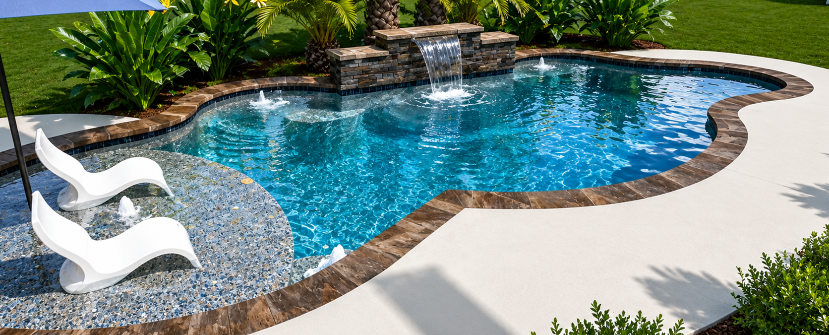 Custom pool with water features