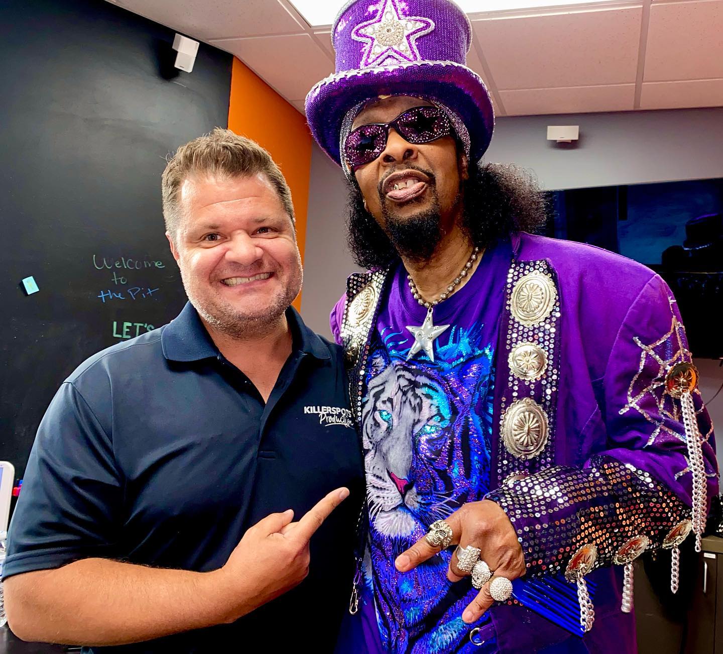 Legendary musician Bootsy Collins recording at Killerspots Agency Studios in Cincinnati