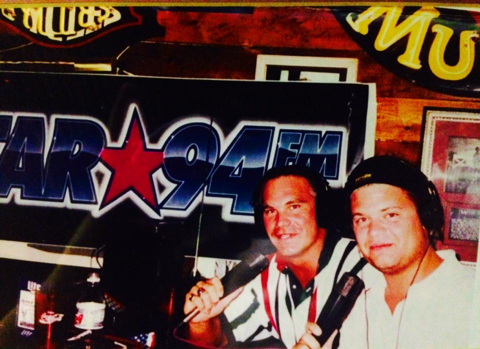 Storm Bennett with Downtown Billy Brown at Star 94 Atlanta, broadcasting live from The American Pie, 1997