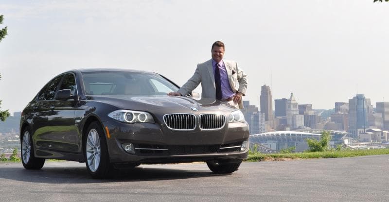 Storm Bennett on a BMW commercial shoot — national brand ambassador
